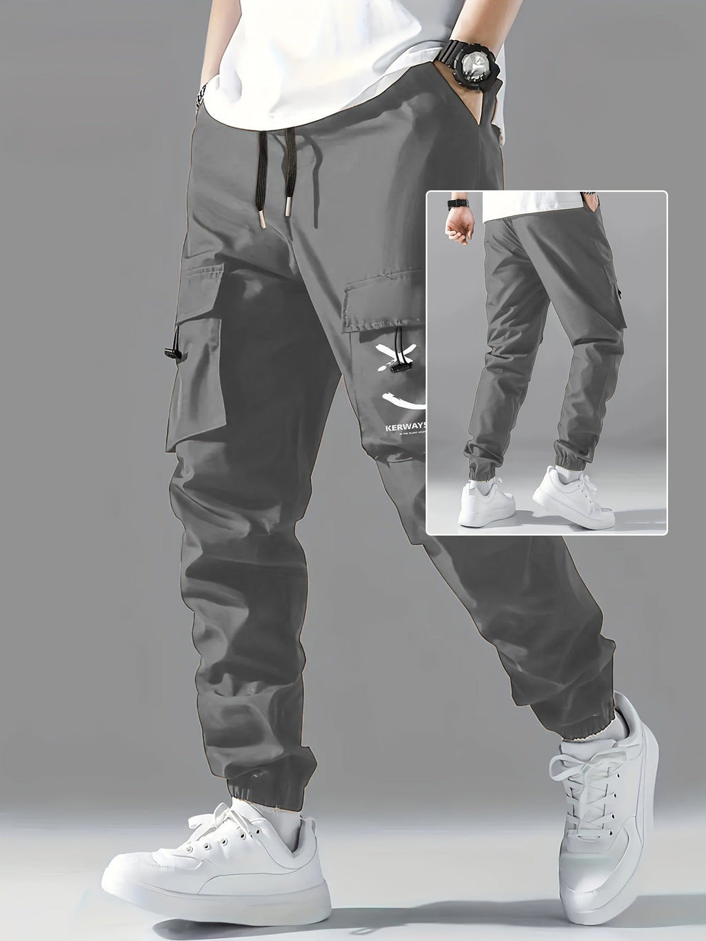Cuffed Straight-Leg Cargo Trousers