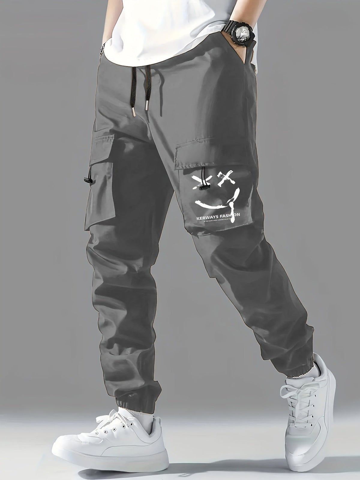 Cuffed Straight-Leg Cargo Trousers