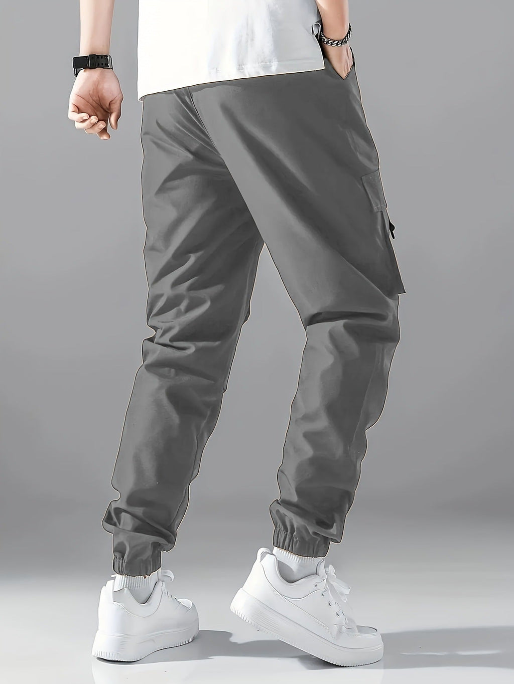 Cuffed Straight-Leg Cargo Trousers