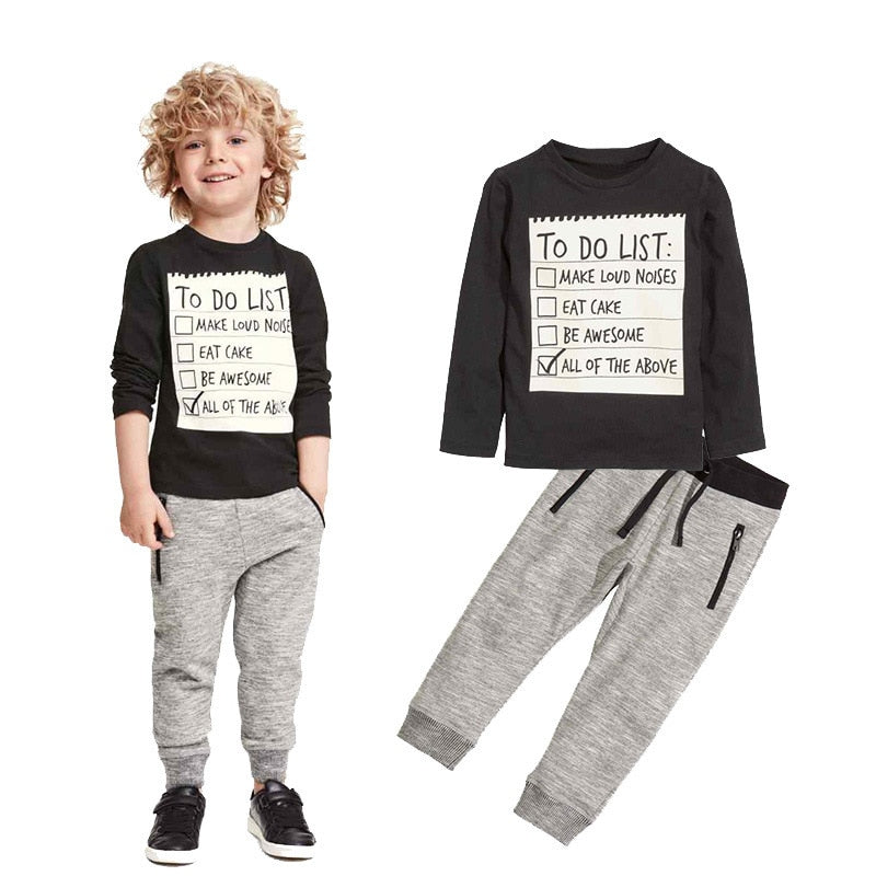 Boys' Long-Sleeve T-Shirt & Trousers Set