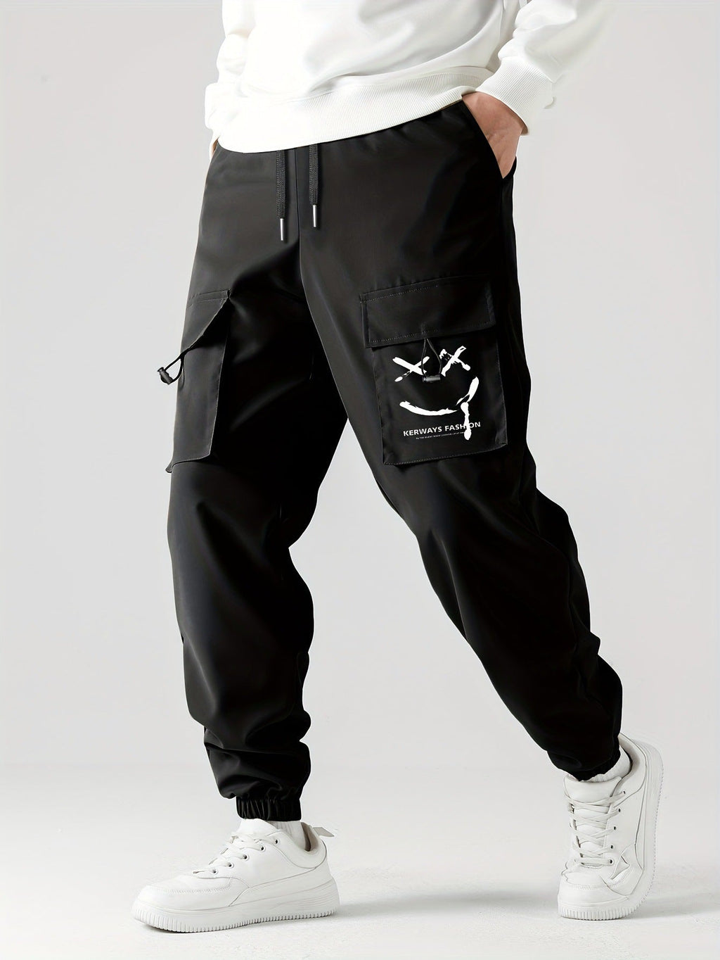 Cuffed Straight-Leg Cargo Trousers