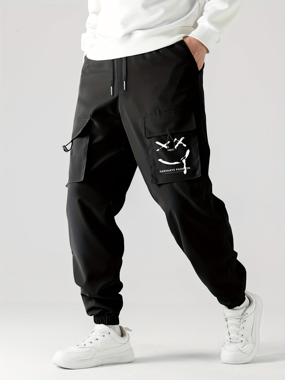 Cuffed Straight-Leg Cargo Trousers