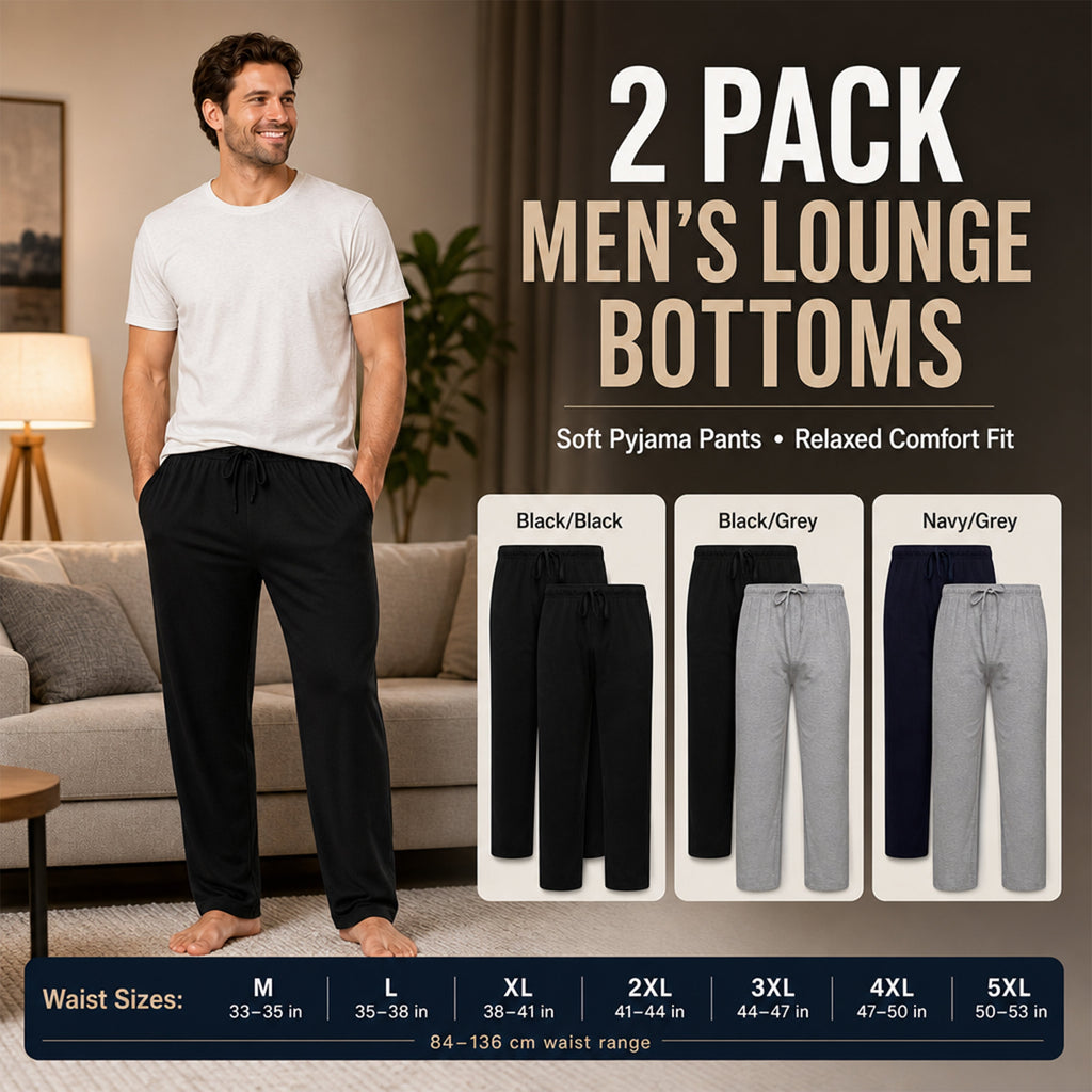 Men's Cotton Lounge Bottoms – 2 Pack