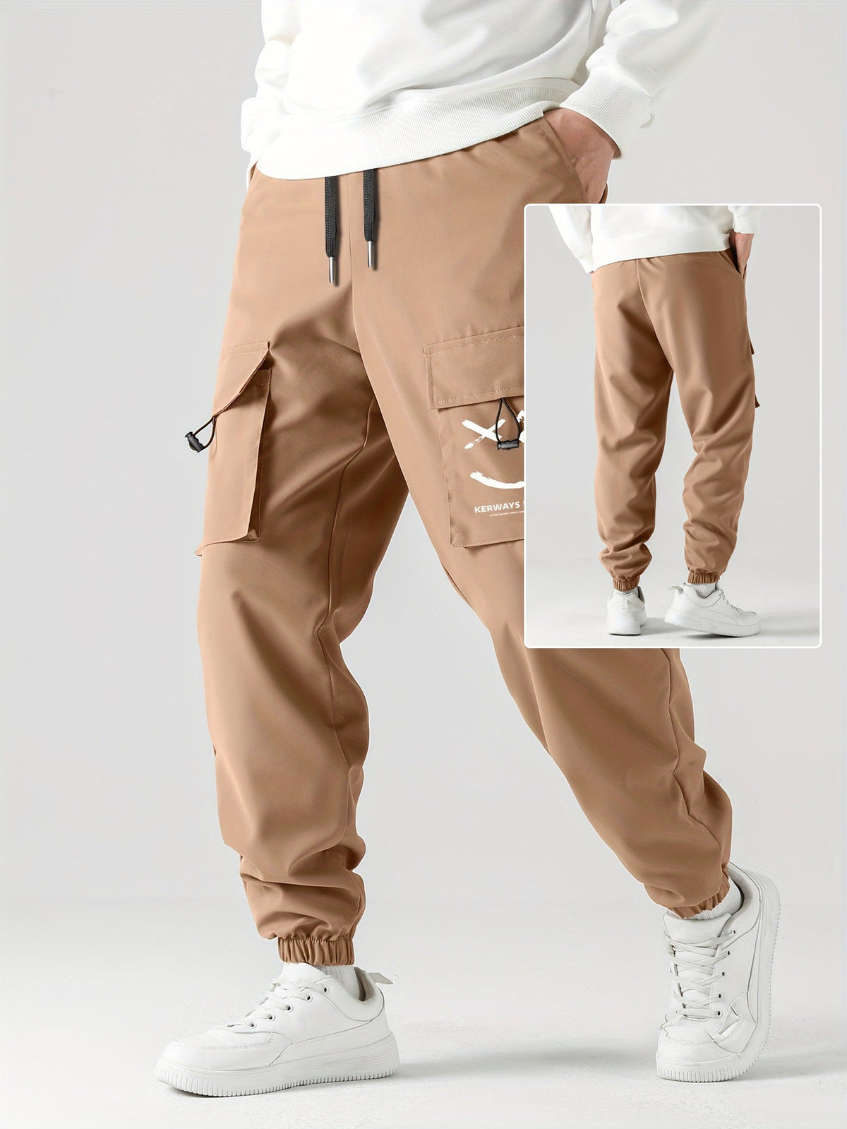 Cuffed Straight-Leg Cargo Trousers