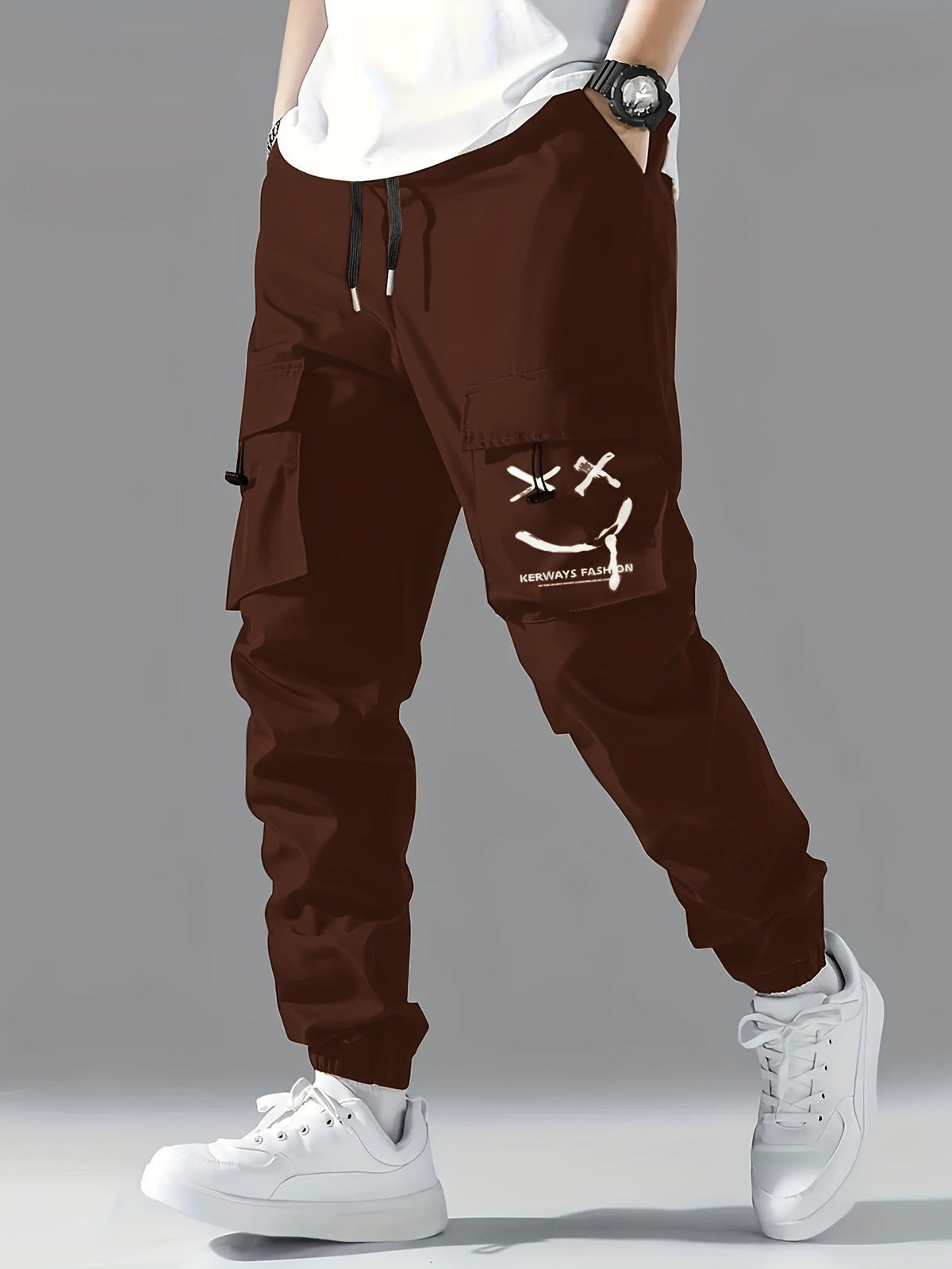 Cuffed Straight-Leg Cargo Trousers