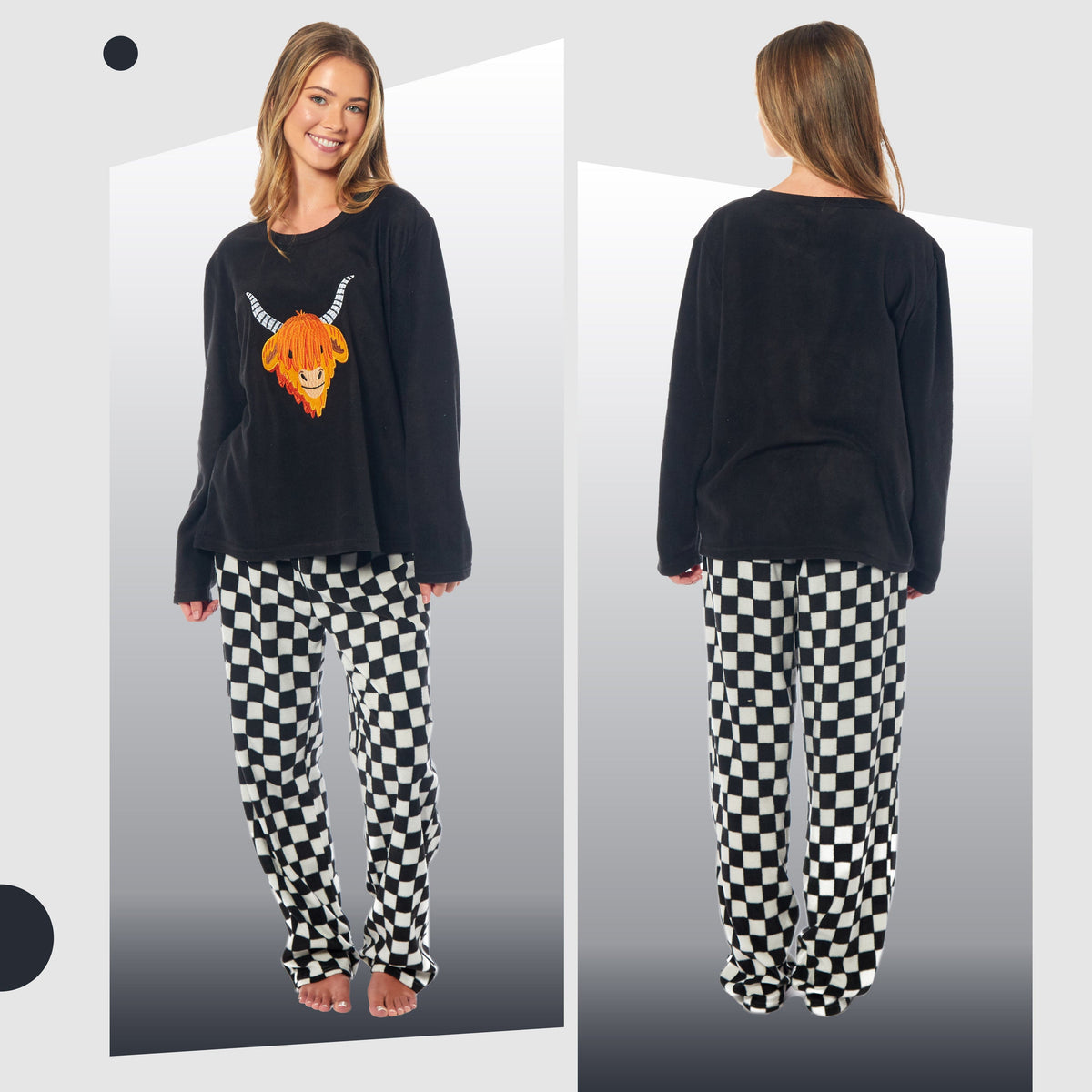 Women's Highland Cow Thermal Fleece Pyjama Set