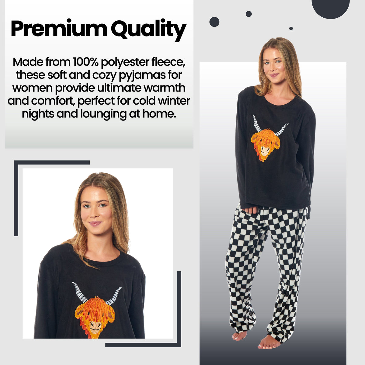 Women's Highland Cow Thermal Fleece Pyjama Set