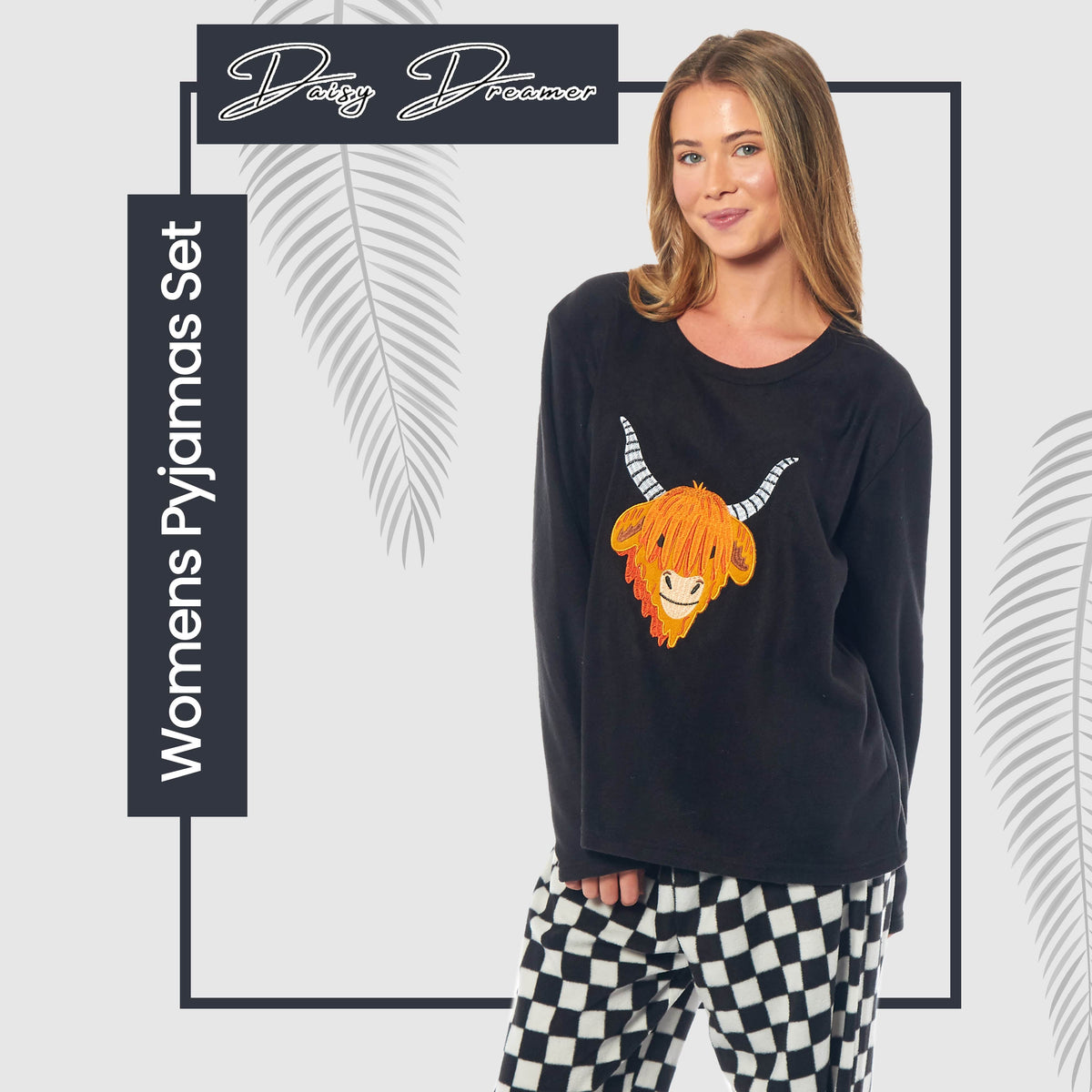 Women's Highland Cow Thermal Fleece Pyjama Set