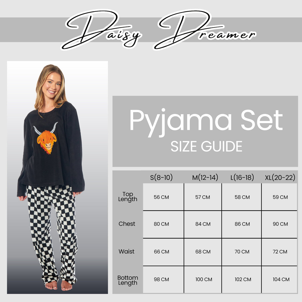 Women's Highland Cow Thermal Fleece Pyjama Set