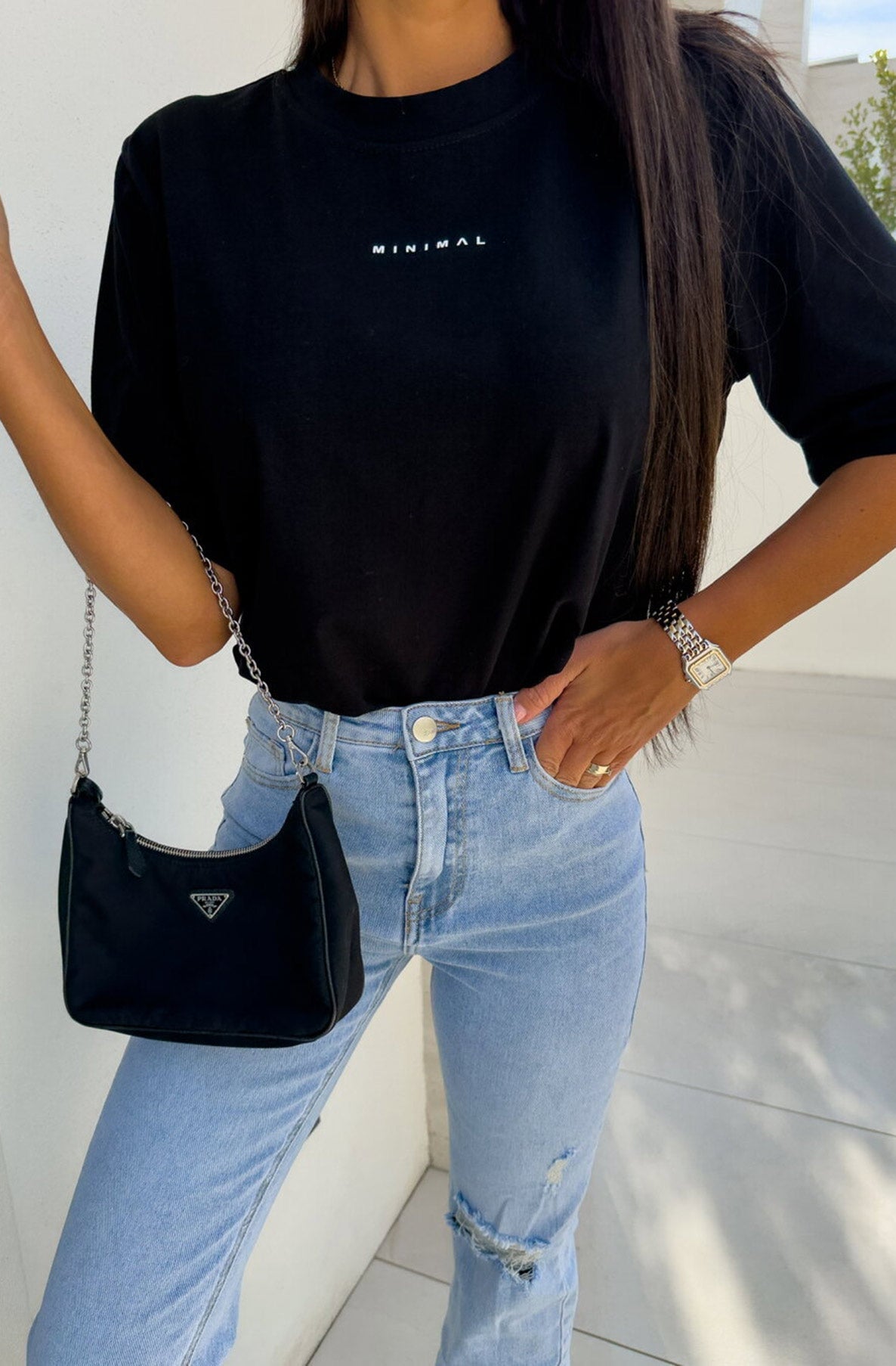 Minimal Graphic Oversized Black T-Shirt