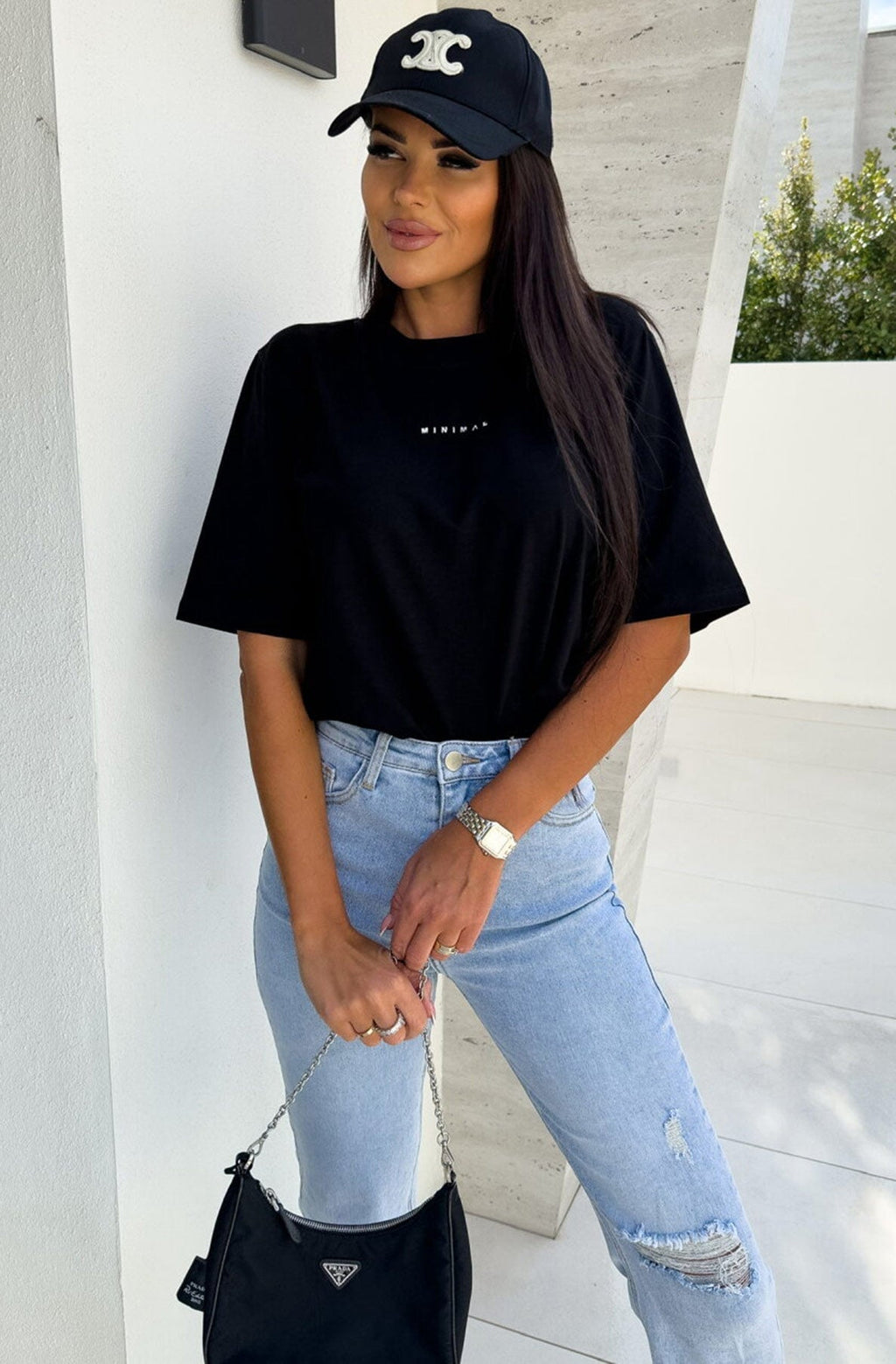Minimal Graphic Oversized Black T-Shirt