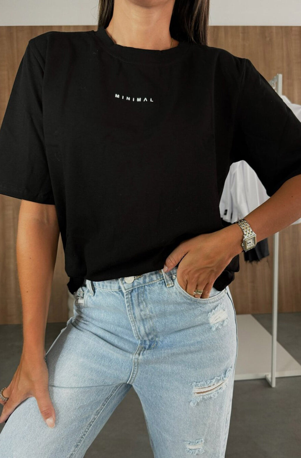 Minimal Graphic Oversized Black T-Shirt