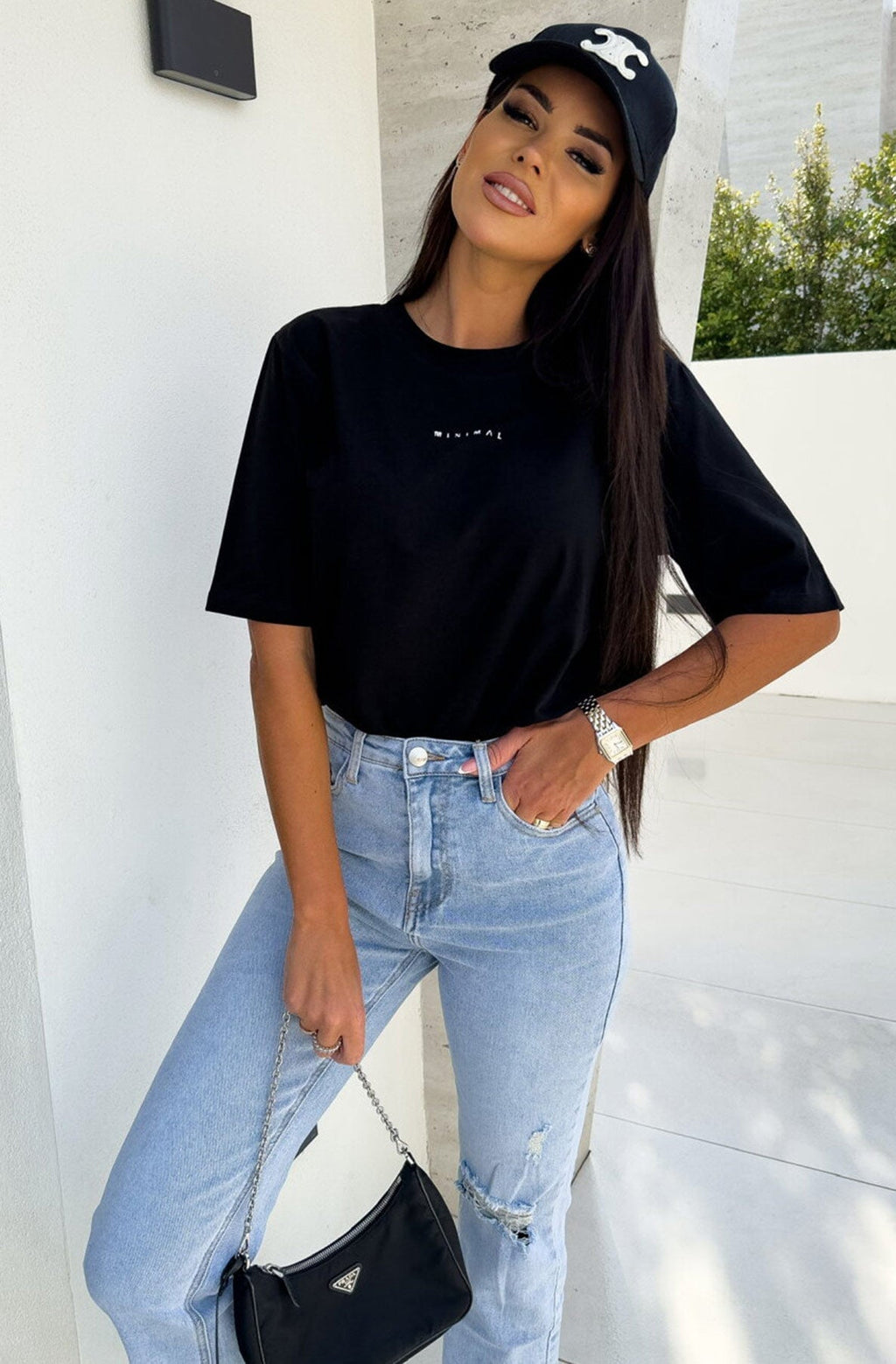 Minimal Graphic Oversized Black T-Shirt