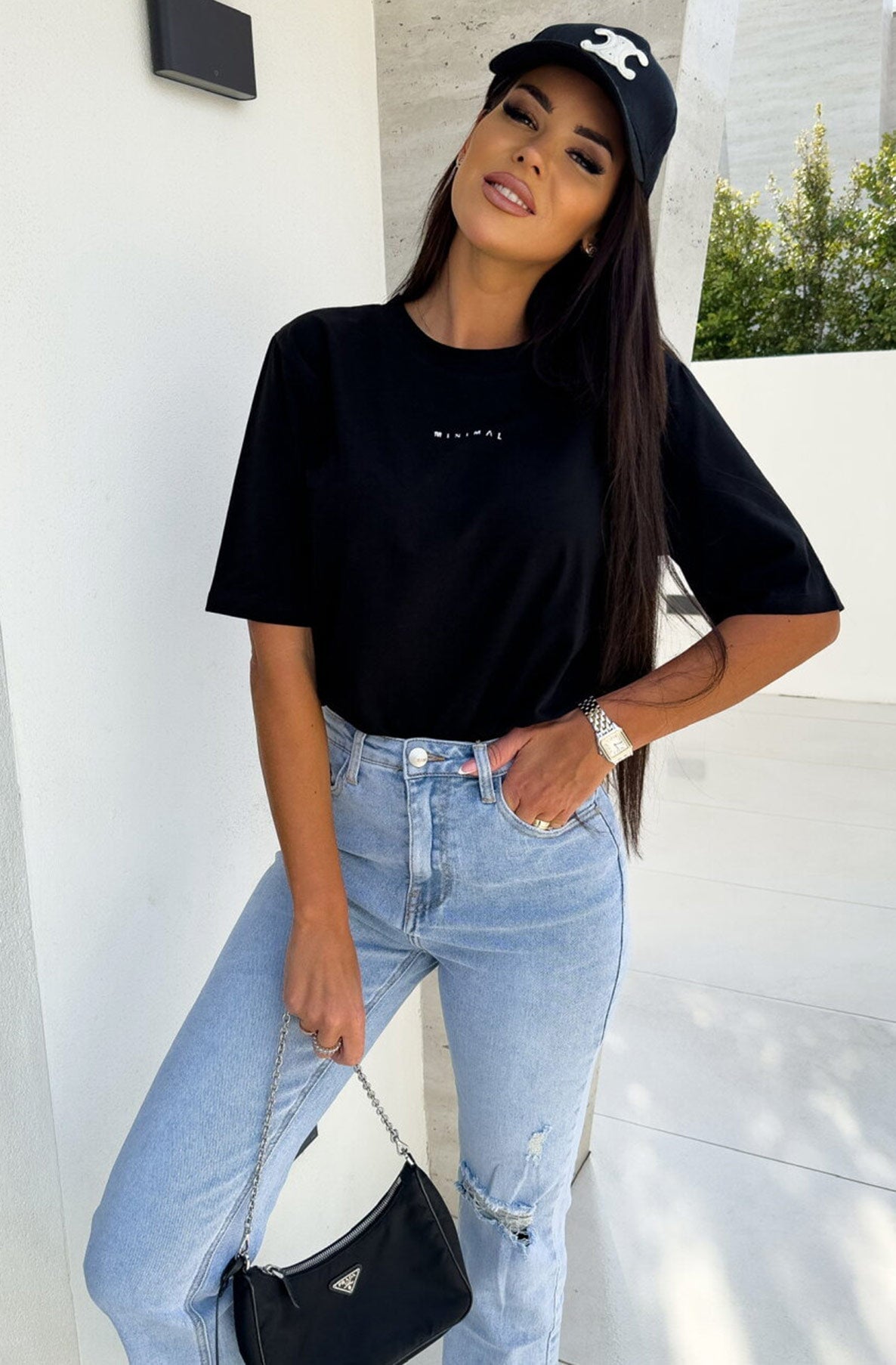 Minimal Graphic Oversized Black T-Shirt